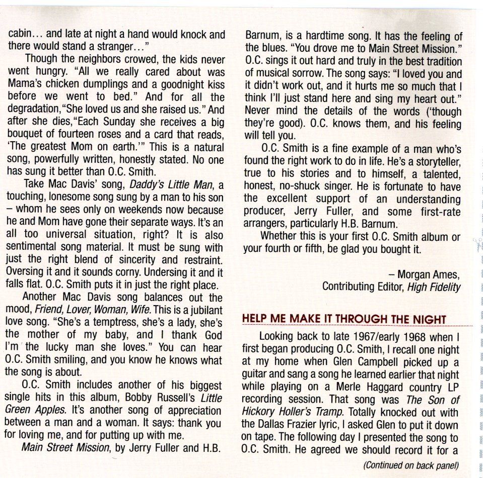 CD: CD - O. C. SMITH Greatest Hits & Help Me Make It Through ... – Nuovo (secondo la descrizione) da Morges venduto da evnocha3 4