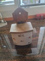 Mehlbehälter aus Keramik mit Holzdeckel, Vintage Look