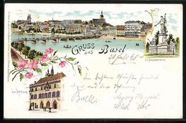 Litho Basel, Teilansicht, Rathaus, St. J