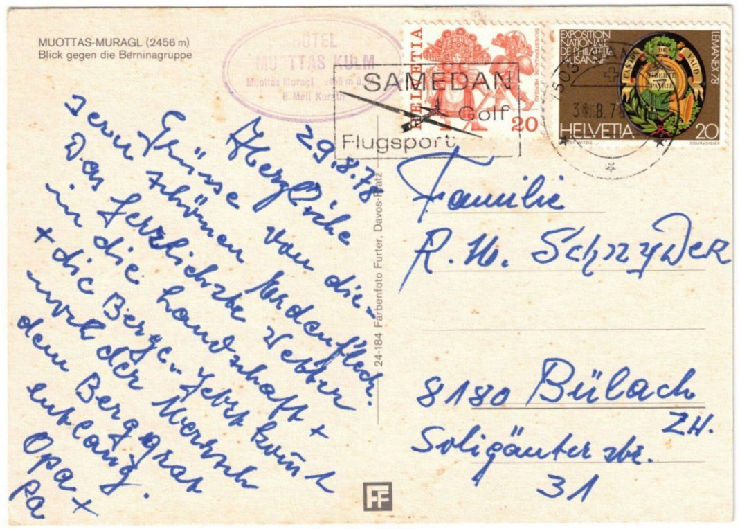 Cartoline postali: St. Moritz - Standseilbahn Muottas Muragl Bergstation – Usato da Binningen venduto da Mountainrider 1