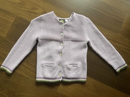 Strickjacke Gr 116 lila grün 100% Wolle