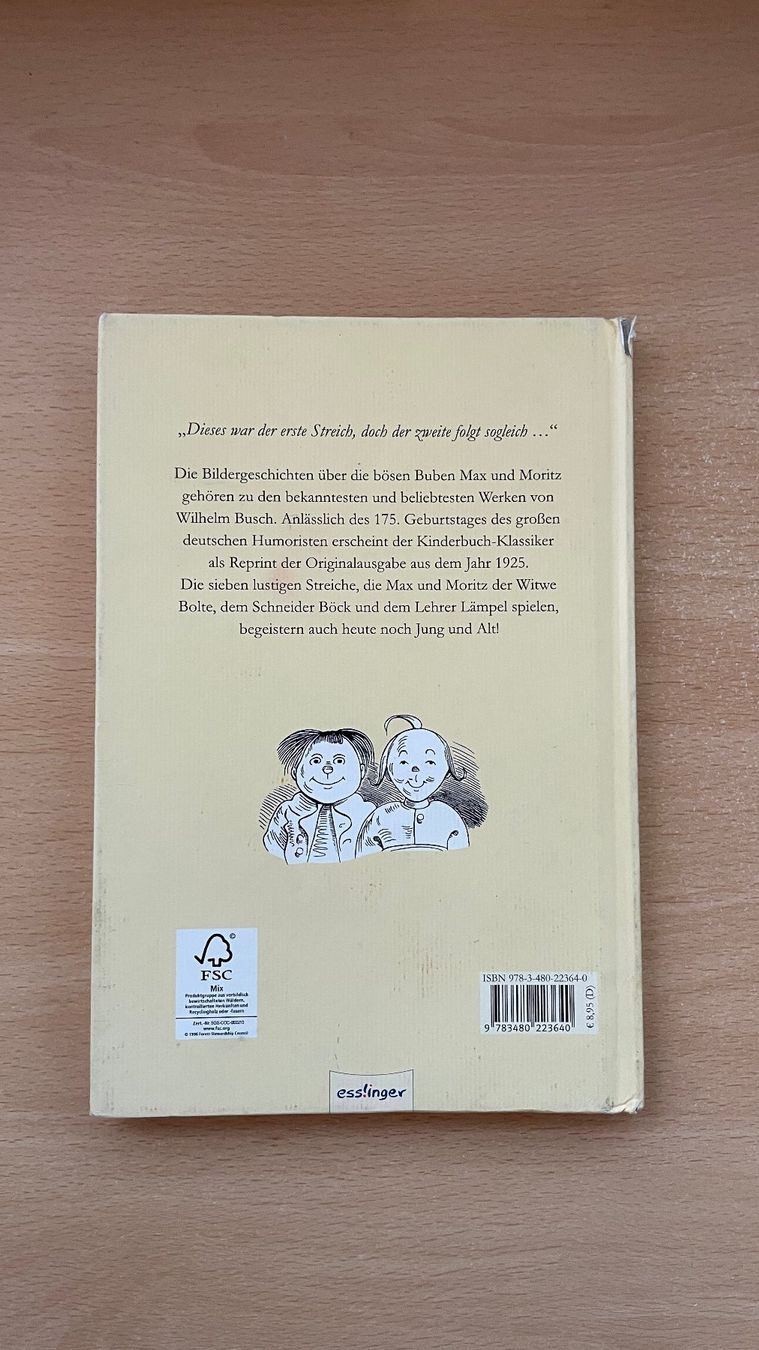 Libri: Max und Moritz - Eine Bubengeschichte in sieben Streichen – Usato da Glattfelden venduto da cybermaxx 1