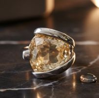 Eleganter Designer Silberring 925 (rhodiniert) mit Citin