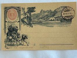 🇨🇭 Ganzsache 1893 Jubiläumskarte ERSTTAGSSTEMPEL; glasklar