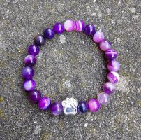 Neu Armband Steine Violett Pfötchen Charm