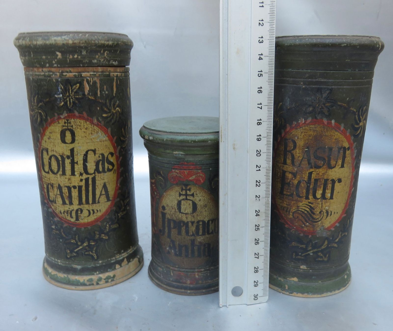 Accessori da laboratorio: 3 APOTHEKERDOSEN 18. JAHRH. – Usato da BERN venduto da erassmusvonrotterdam 7