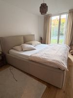 Doppelbett 180x200cm mit Stoffbezug in Beige zu verkaufen!
