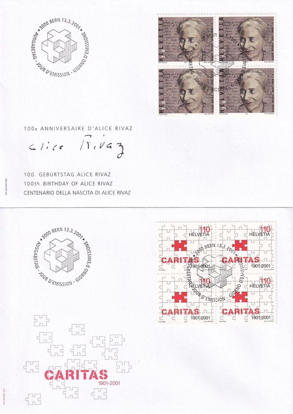 Tutti i francobolli: Lot 8 Briefe FDC 4er Block  2001 – Usato da Rossa venduto da becky05