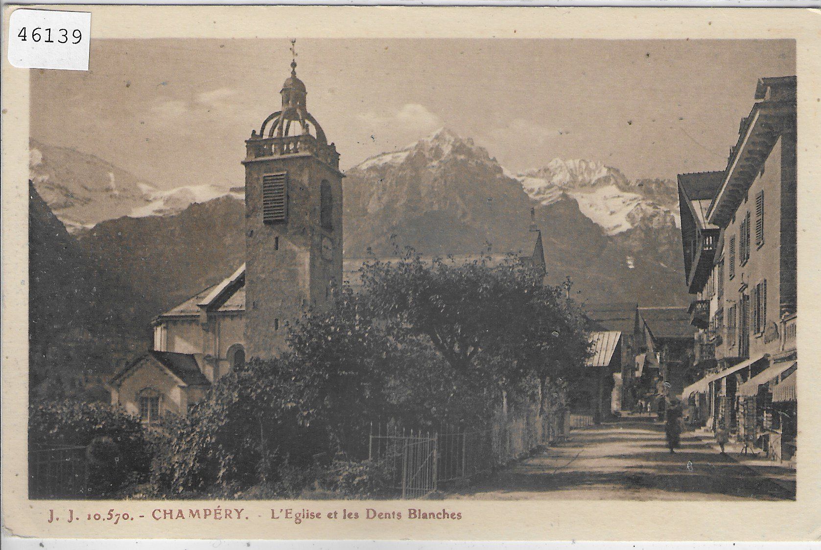 Cartoline postali: Champery - L'Eglise et les Dents Blanches – Usato da Ettingen venduto da Kartenplanet