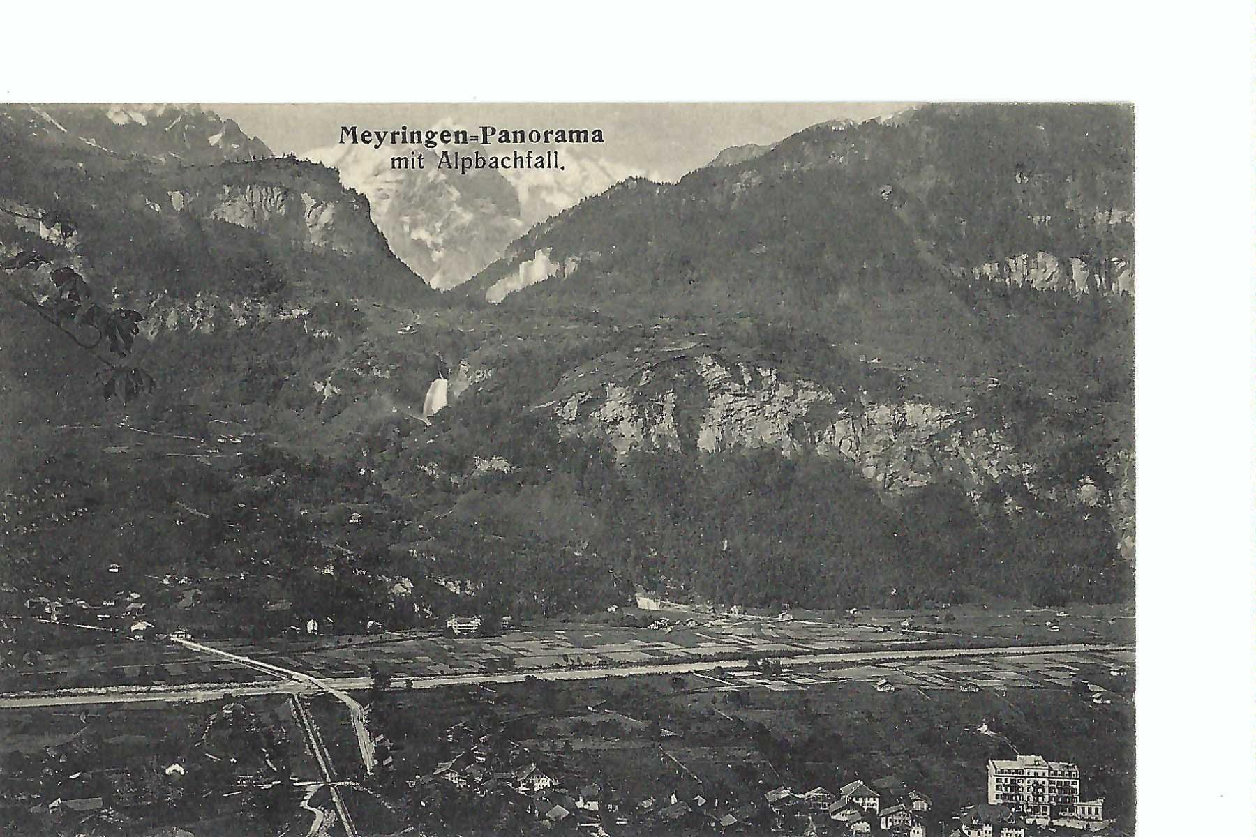 Ansichtskarten: Meiringen Kt. Bern,  Meyringen Panorama, Reichenbachfall – Gebraucht aus Thun von 44wart