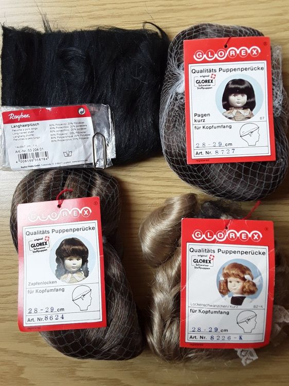 CRAFTYMELODY 6 Stück Puppenperücken - Lockige Haarverlängerung Hellbraun 20cm