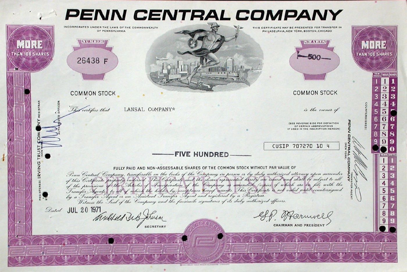 Dokumente: Penn Central Company - 1973 – Gebraucht aus Solothurn von Sgasche
