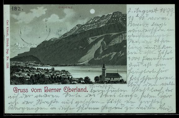 Cartoline postali: Mondschein-AK Brienz /Berner Oberland, O – Usato da Berlin venduto da bartko-reher