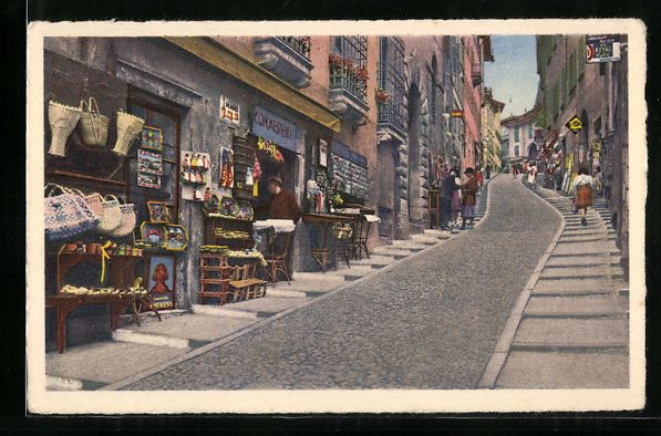 Cartoline postali: AK Lugano, Via Cattedrale – Usato da Berlin venduto da bartko-reher