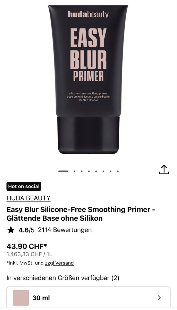 Huda Beauty Make-up: Huda Beauty Easy Blur Primer – Nuovo e nell'imballaggio originale da Glattbrugg venduto da elo_ppw8 1
