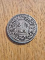 Seltene 2 Franken Helvetia Silbermünze 1901 B