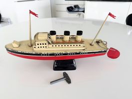 JEP Blechschiff mit Uhrwerk Blechspielzeug um 1930