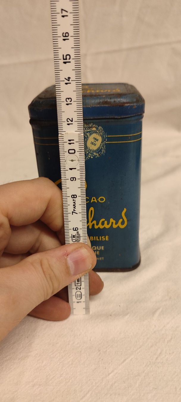 Suchard Dosen: Wunderschöne alte Blechdose von SUCHARD CACAO 13 cm – Gebraucht aus Gelterkinden von MYSTOREFORYOU4460 3