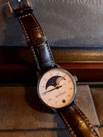 Meistersinger Herrenuhr Mondphase Lunascope Opalin Silber