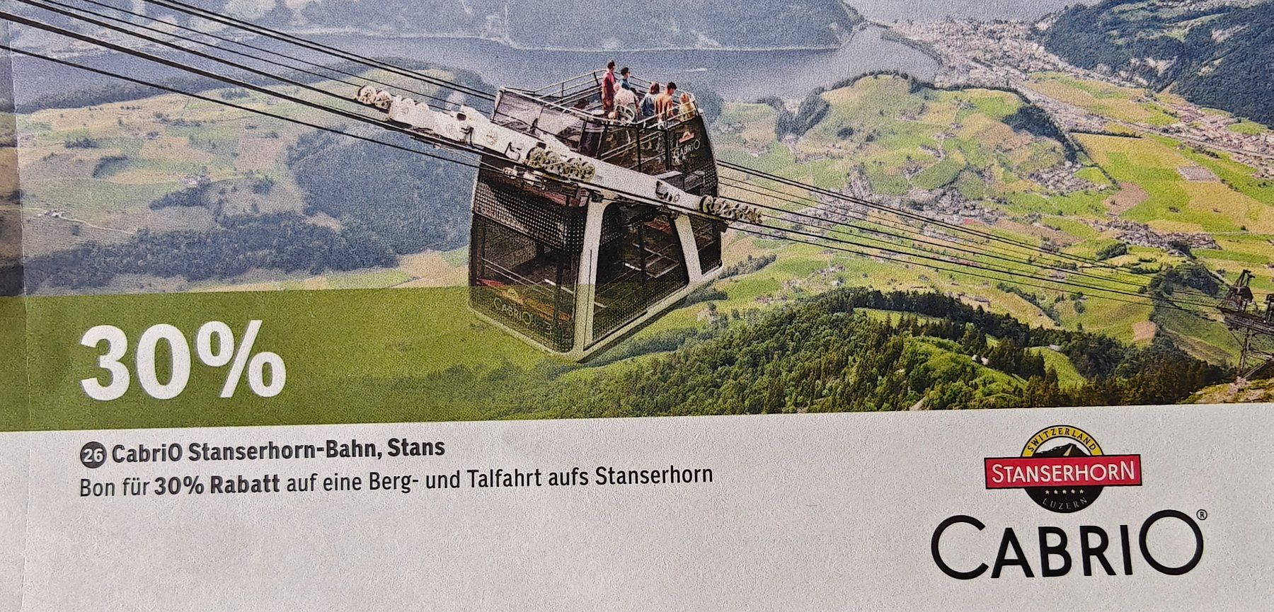 Buoni: Gutschein 30% Cabrio Stanserhorn Bahn Stans – Usato da Schmiedrued venduto da elvis_88