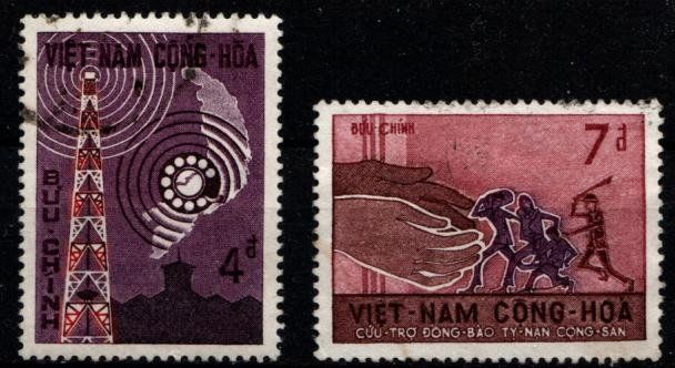 Alle Briefmarken: 2 timbres - Sud Vietnam - 1966 - Obl. – Gebraucht aus Blonay von Leglaude_01