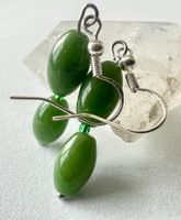 Nephrit Jade Ohrringe Silber 925 handgefertigtes Unikat Neu