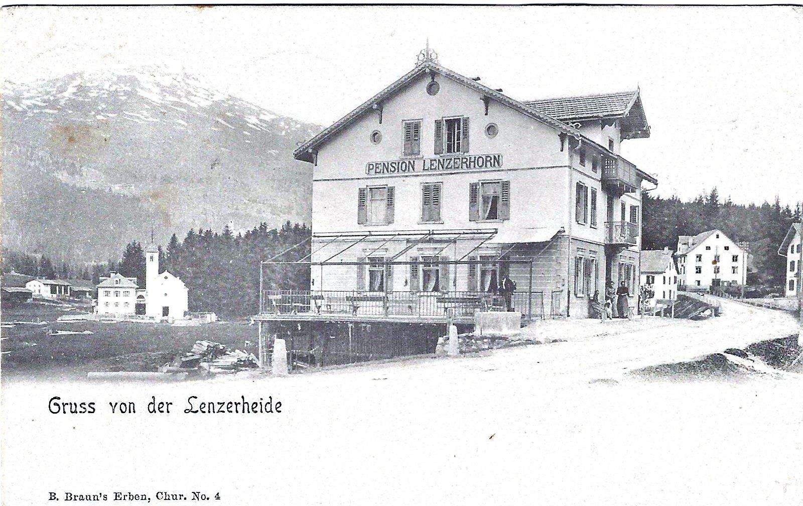Cartoline postali: Lenzerheide Pension Lenzerhorn, alt – Usato da Buchs AG venduto da Baerfisch
