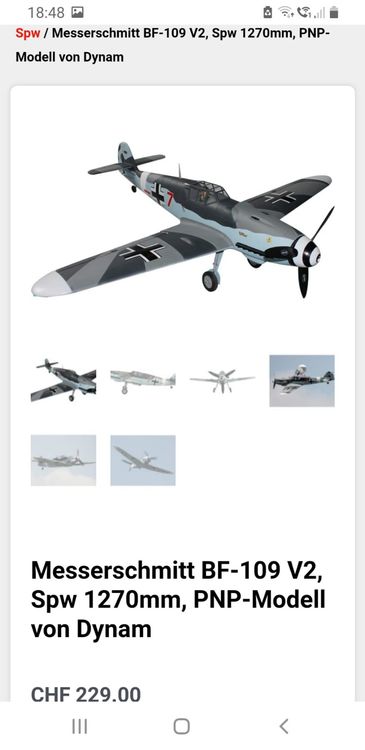 Dynam Me BF-109 V2 1270 mm (Gebraucht) in Kloten für CHF 47 – nur ...
