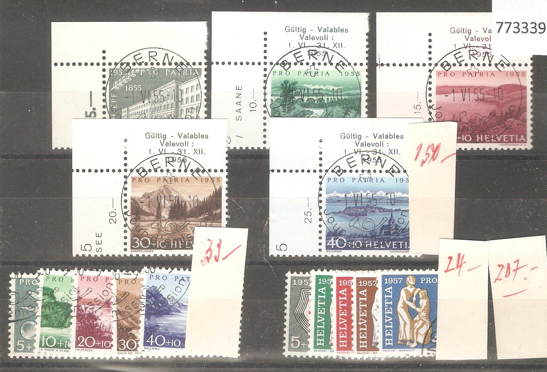 Alle Briefmarken: PP Los mit 1955 Eckrand ET-St. – Gebraucht aus Lausanne von Whorvath
