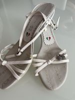 Sanno Italy Sandalen weiss Gr. 36 mit Schmuckstein-Applikati