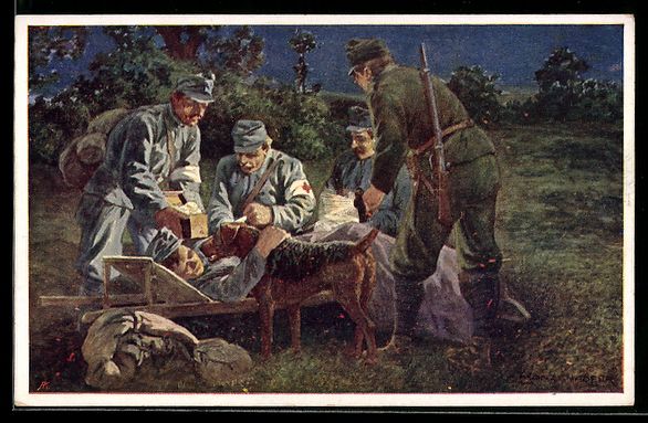 Cartes postales: Verwundeter bedankt sich bei einem Sanit – D'occasion à Berlin par bartko-reher