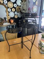 Vintage Pflanzenstaender, Metall, drei Ablagen, 