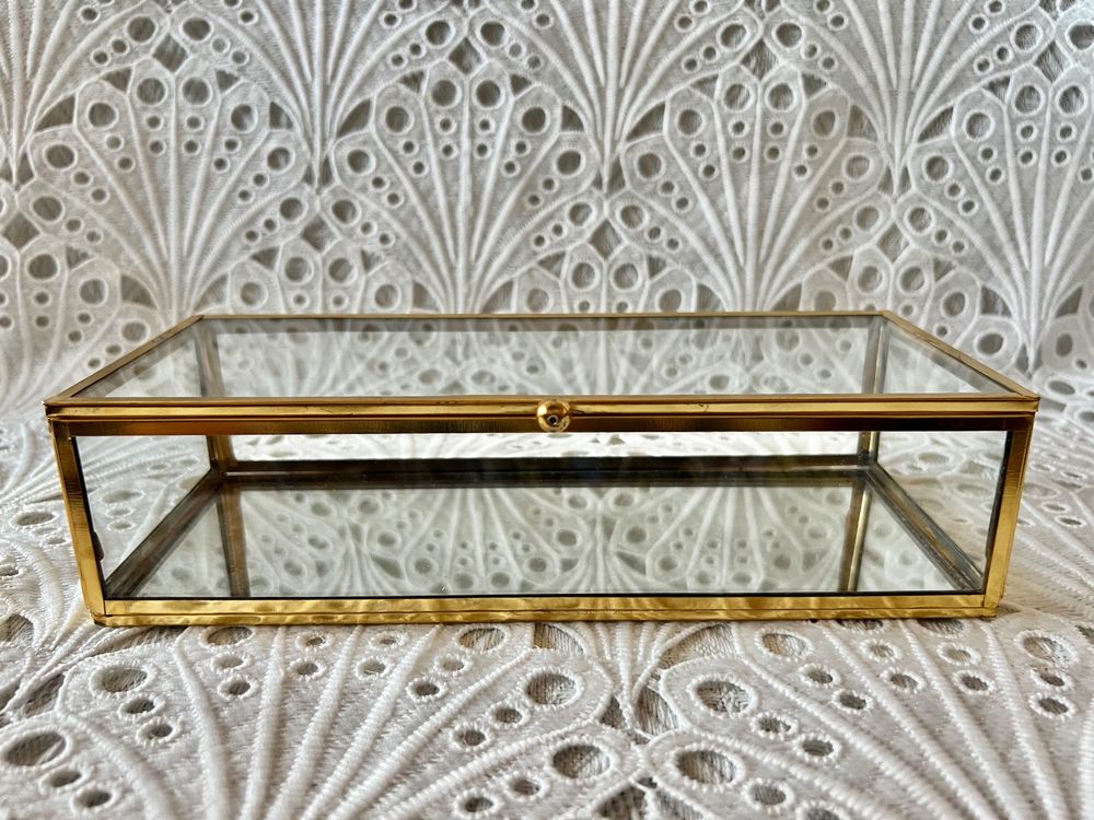 Retro Sarg-Schmuckkästchen Aus Glas - Gotische Aufbewahrung 18x9x6cm