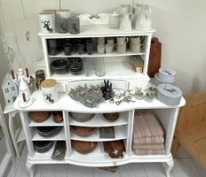 Massives Buffet, 2-teilig, weiss lackiert - 30er Jahre