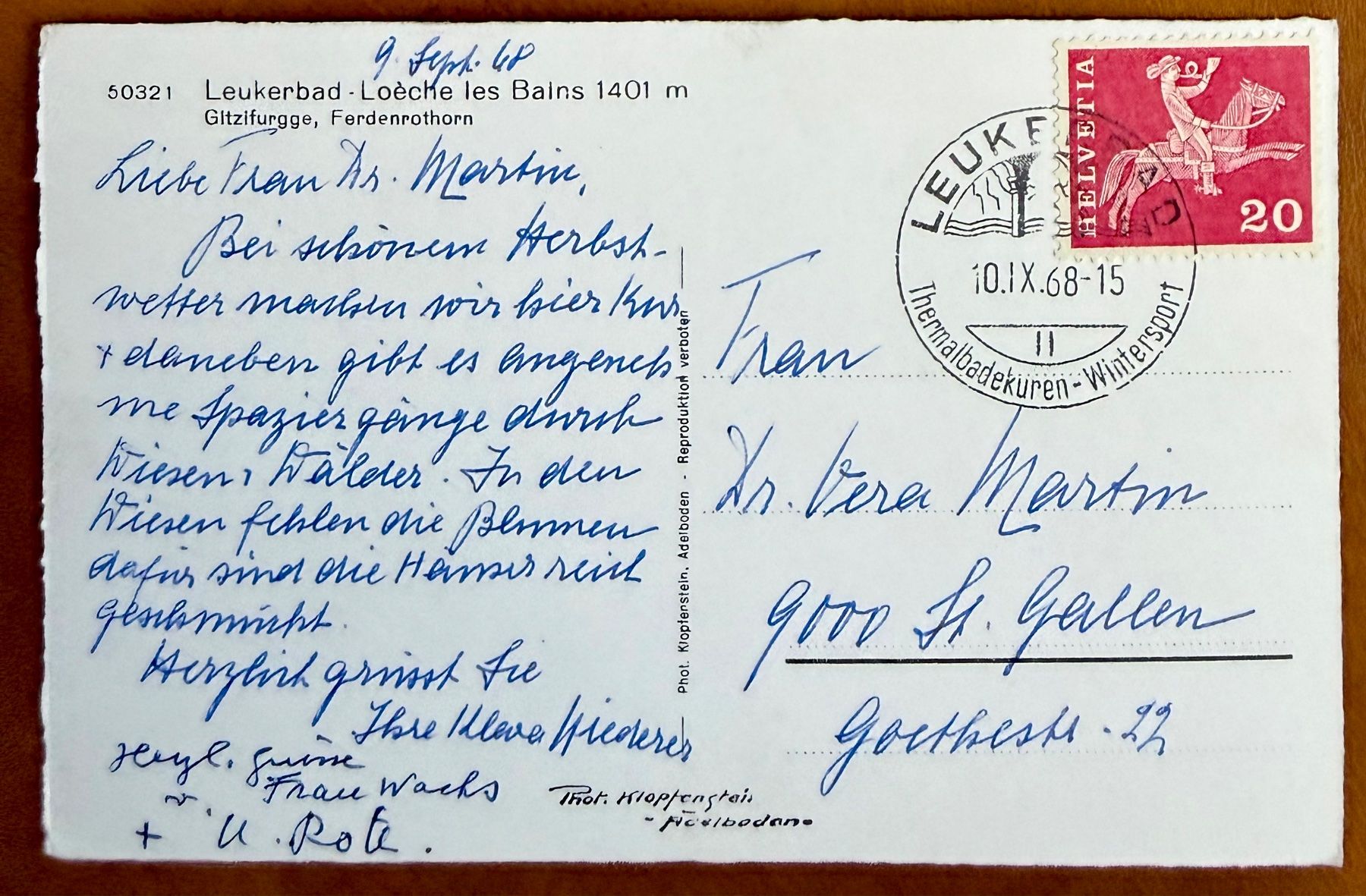 Cartoline postali: Leukerbad - Panorama 1968 – Usato da Lutry venduto da Ediego 1