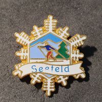 Y012 - Pin Schneeflocke Langlauf Fahrer Seefeld