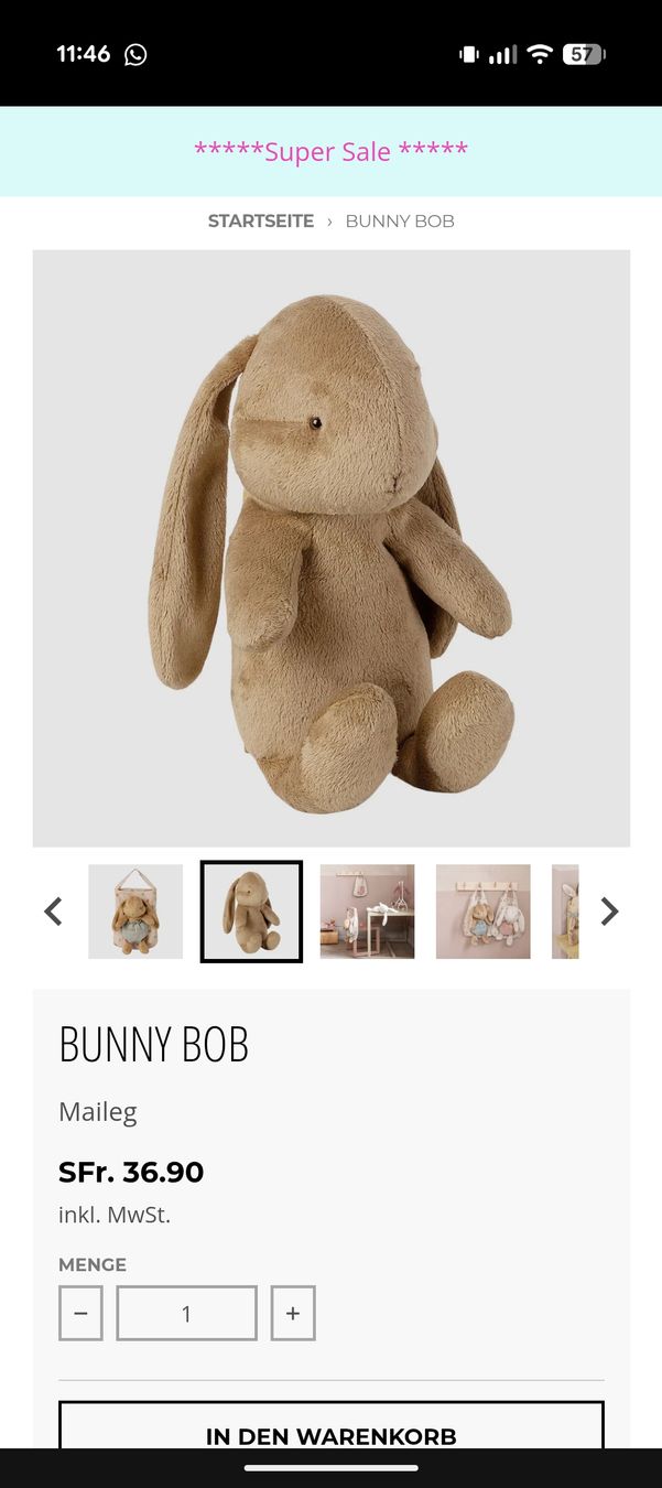 Maileg Giocattoli: Maileg Plüschhase Bunny Bob – Usato da Wald ZH venduto da rammyly 2