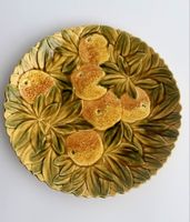 Assiette Sarreguemines motif fruits céramique craquelée