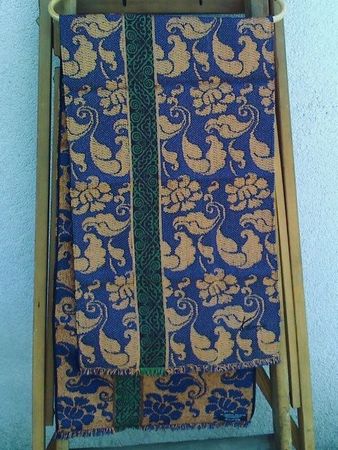 KENZO Schal 35×140 Wolle Mix, Arabesque Muster blau braun