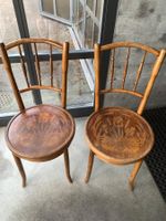 2 Stühle Horgen Glarus Jugendstil Iris Motiv Bugholz