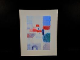 Gerahmter Kunstdruck / Aquarell-Stil mit Dorfszene