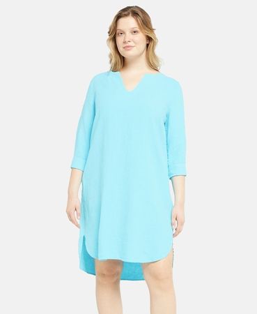 Nadine H Leinenkleid Sommerkleid  Gr. 46 Türkis Leinen XXL