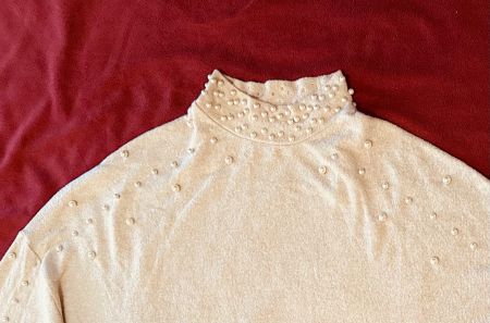 Pullover beige mit Perlen, Gr L, sehr gut erhalten