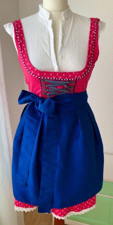 Set: Dirndl Trachtenkleid + Silk & Pearls Bluse + Schürze XS
