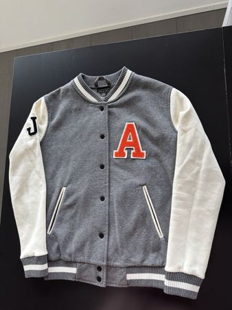 Topshop College Jacke Gr. 34/XS - Grau Weiss