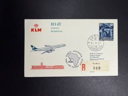 KLM Erstflugbrief Zürich-Monrovia ab Liechtenstein 1963