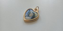 Antiker Anhänger Herz Madonna Santa Rita Farbe Gold
