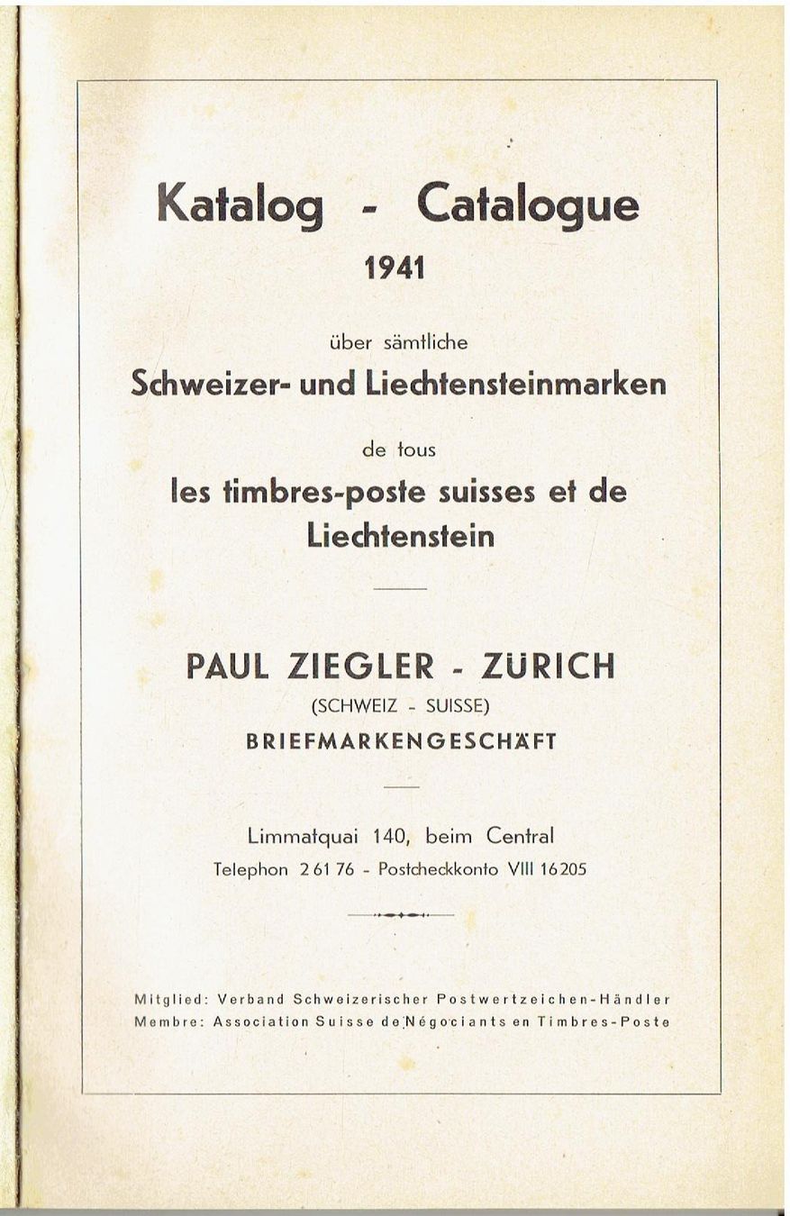 Bücher: Briefmarkenkatalog 1941, P. Ziegler – Gebraucht aus Flims - Dorf von Stagediver 1