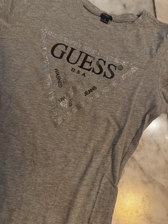 Guess T-Shirt, Graues Shirt mit Glitzer, Sommer, xs