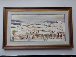 APPENZELLER DRUCK DÖLF METTLER 62 x 37 BAUERNMALEREI NAIV